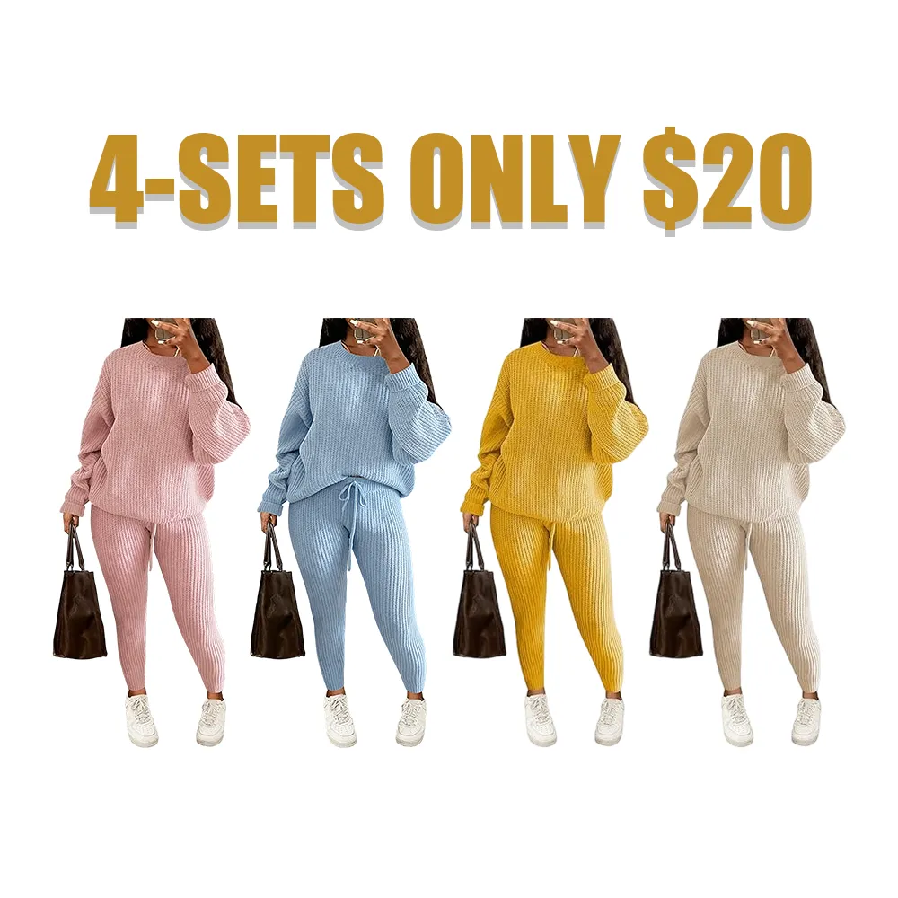 Women's Fall/Winter Solid 2-Piece Knit Set