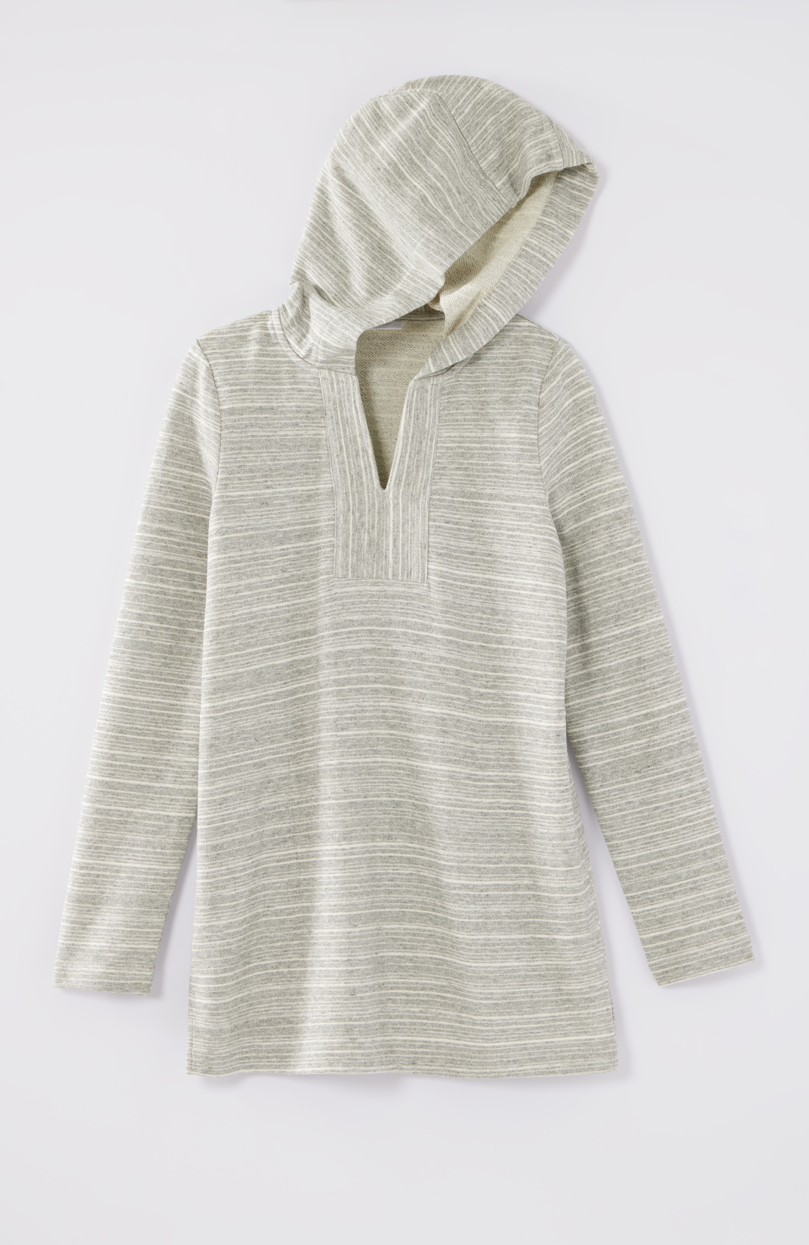 Fit Heathered-Stripes Hooded Tunic