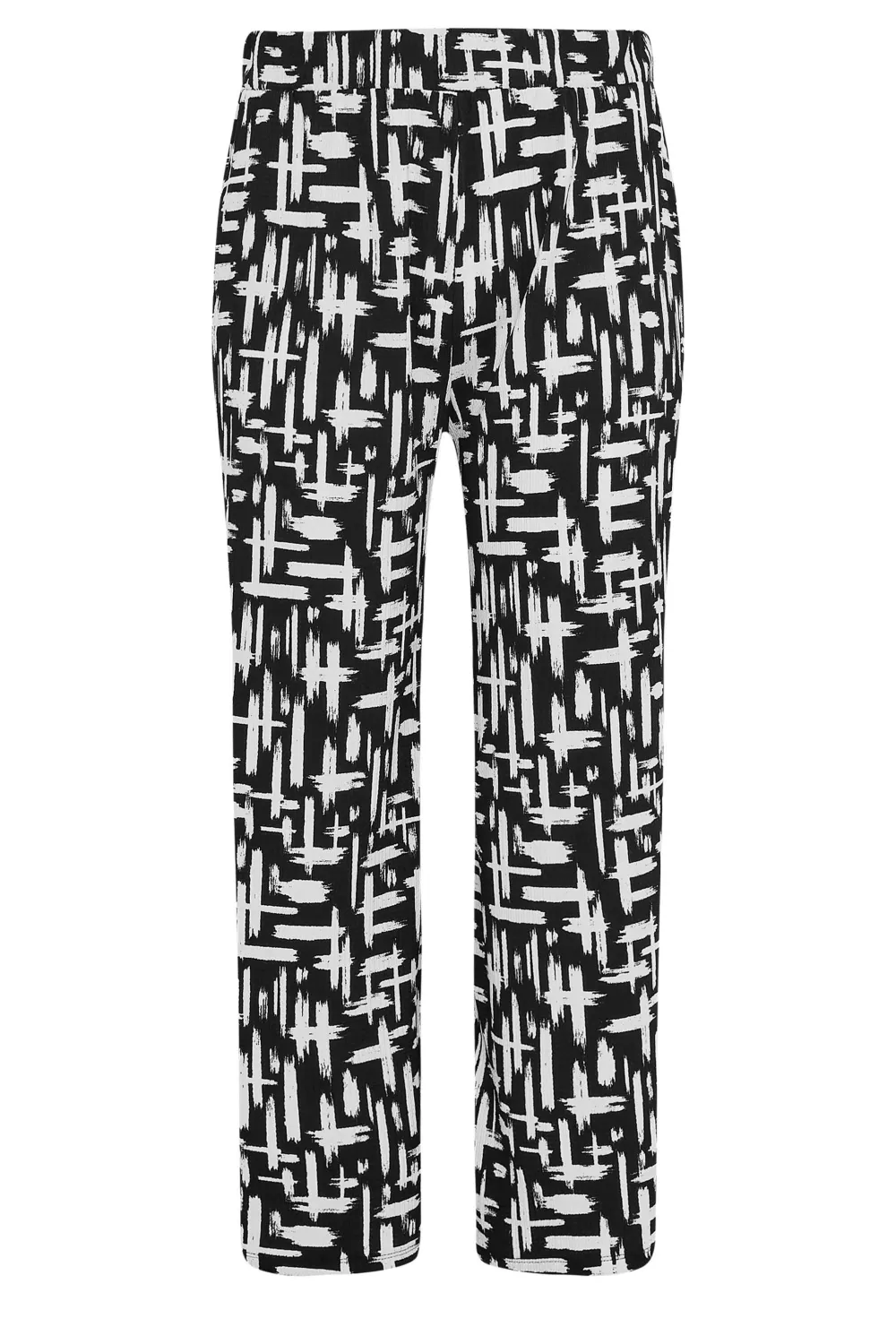 YOURS Curve Blue Abstract Print Textured Wide Leg Trousers