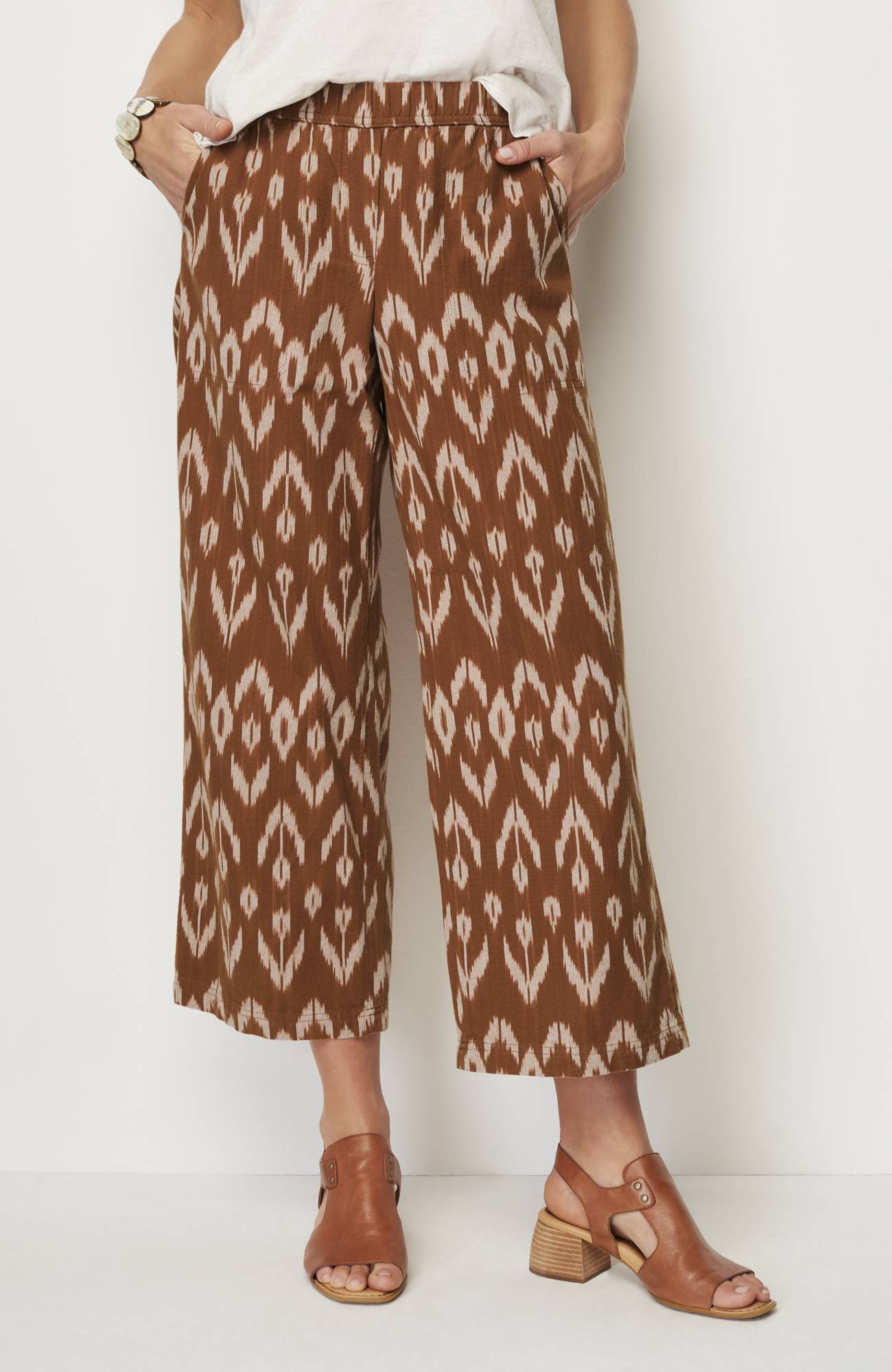 Pure Jill Ikat Wide-Leg Crops