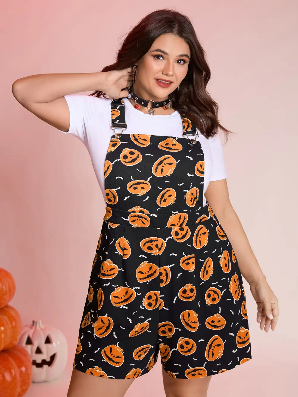 Pumpkin Everywhere Elastic Waist Romper