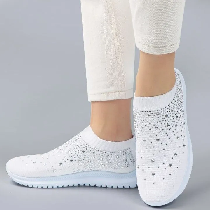 Women's Crystal Breathable SlipOn Walking Shoes