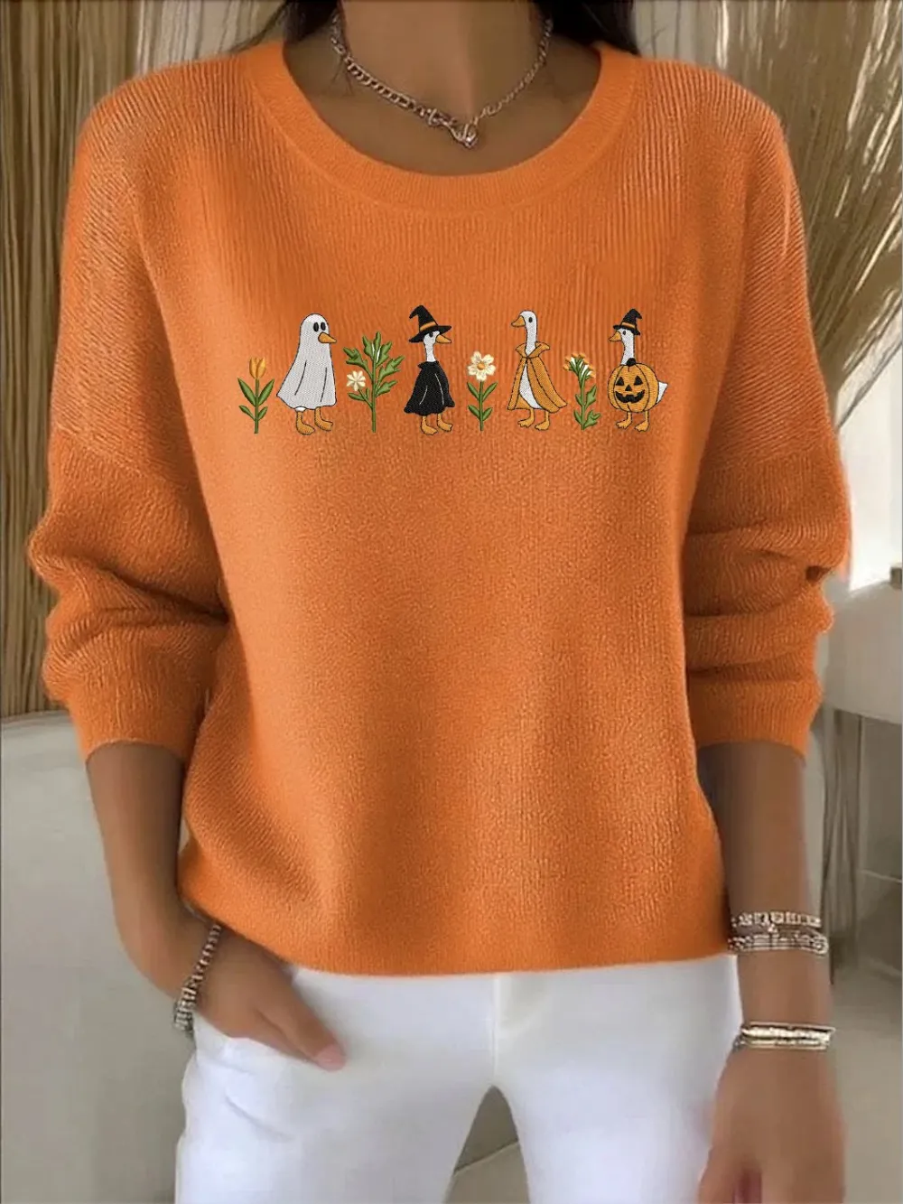 Vintage Crew Neck Regular Fit Cotton Sweater