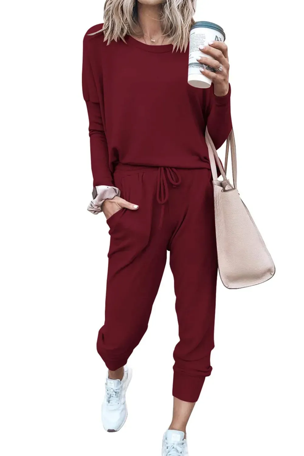 2025 Hot Sale Women's Fall Crewneck Pullover Tops And High Waisted Pants Lounge Set