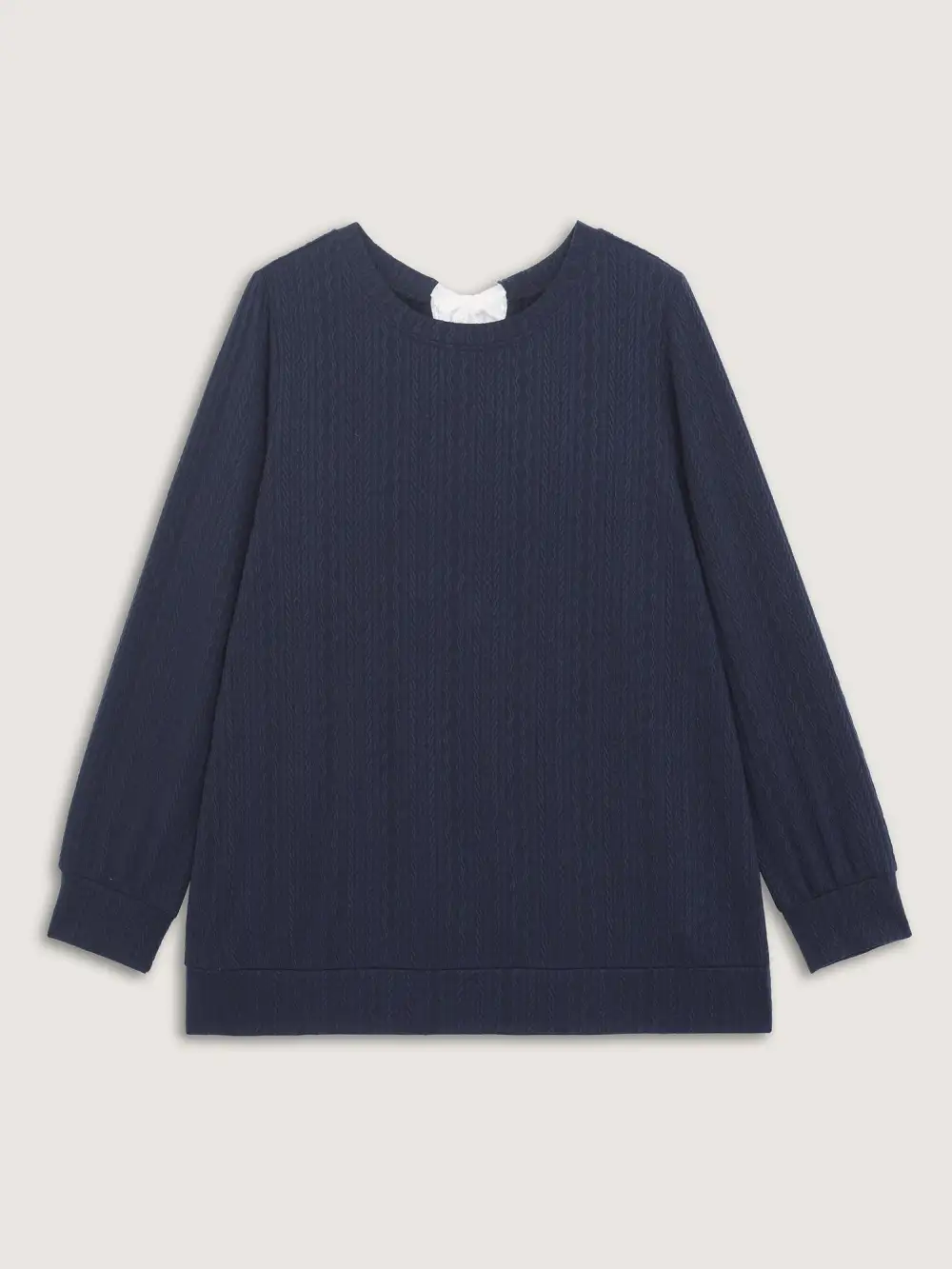 Textured Bowknot Color Contrast Sweatshirt