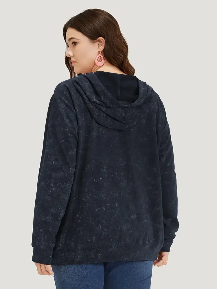 Hooded Ties Pocket Elastic Cuffs Sweatshirt