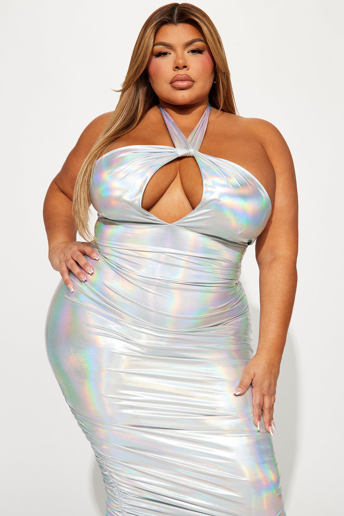Nova Girl Metallic Maxi Dress - Silver