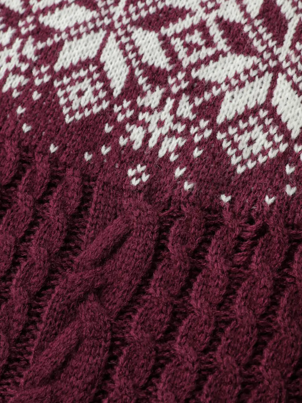 Cozy Textured Contrast Ribbed Hem Pullover