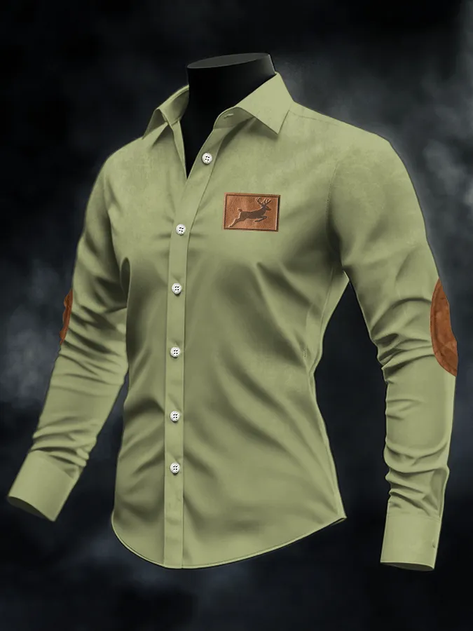 Men's Retro Elk Print Casual Shirt