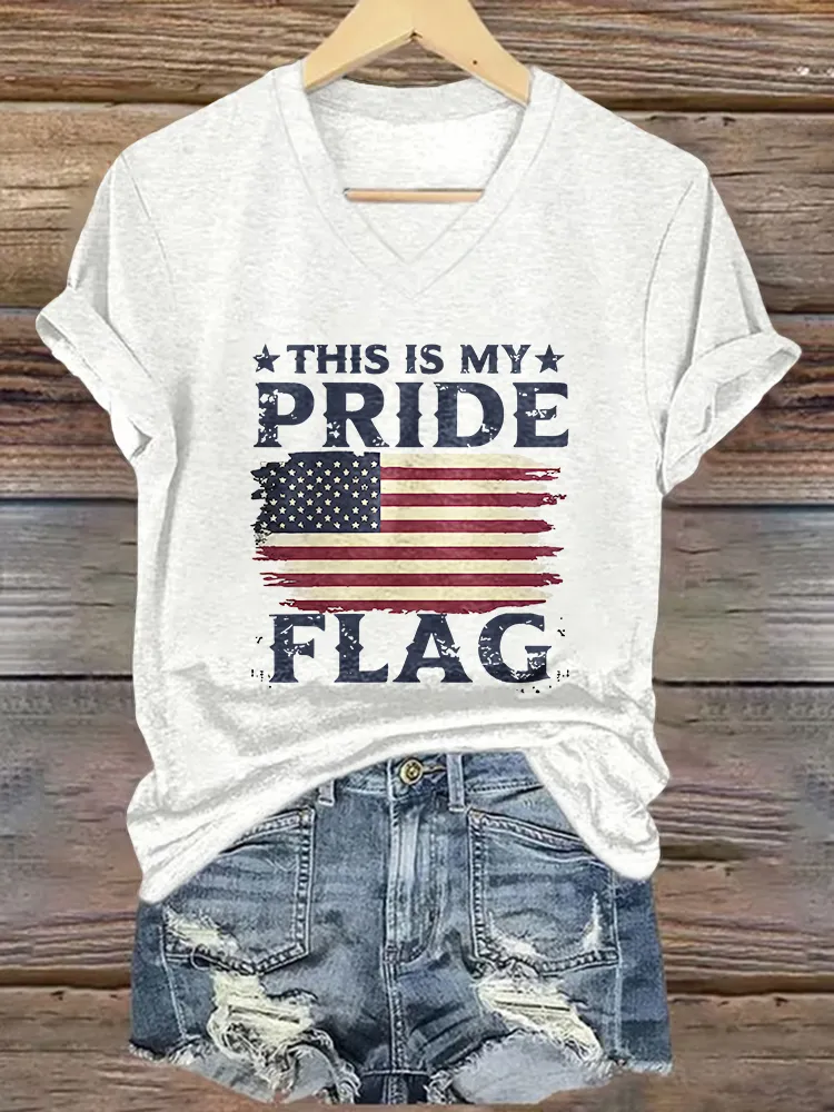 Women's This Is My Pride Flag Print Short Sleeve Round Neck Cotton T-Shirt