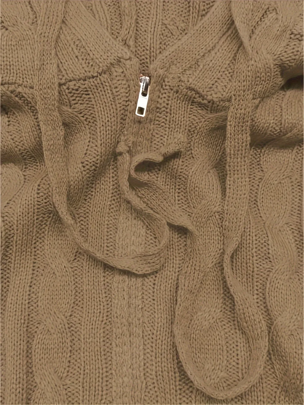 Two-piece Set Women's Solid Drop Shoulder Cable Knit Crop Sweater & High Waist Pants