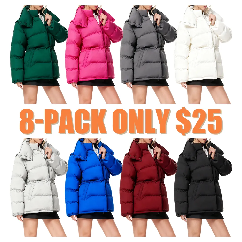 Down jacket with adjustable sleeves and collar for multiple wearing options
