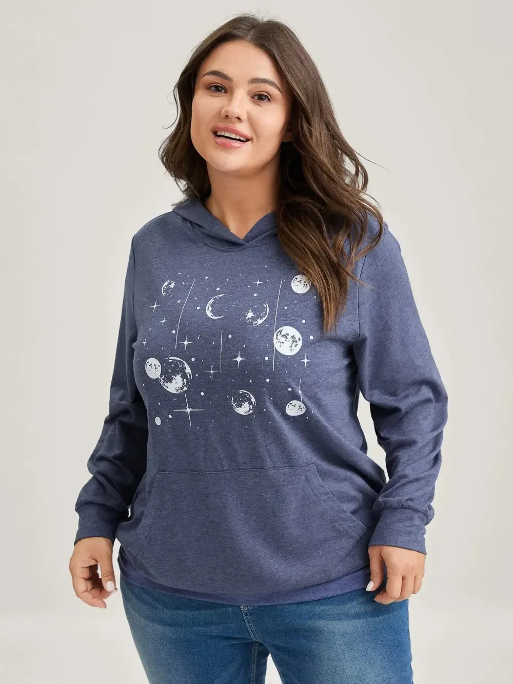 Celestial Print Solid Hoodie