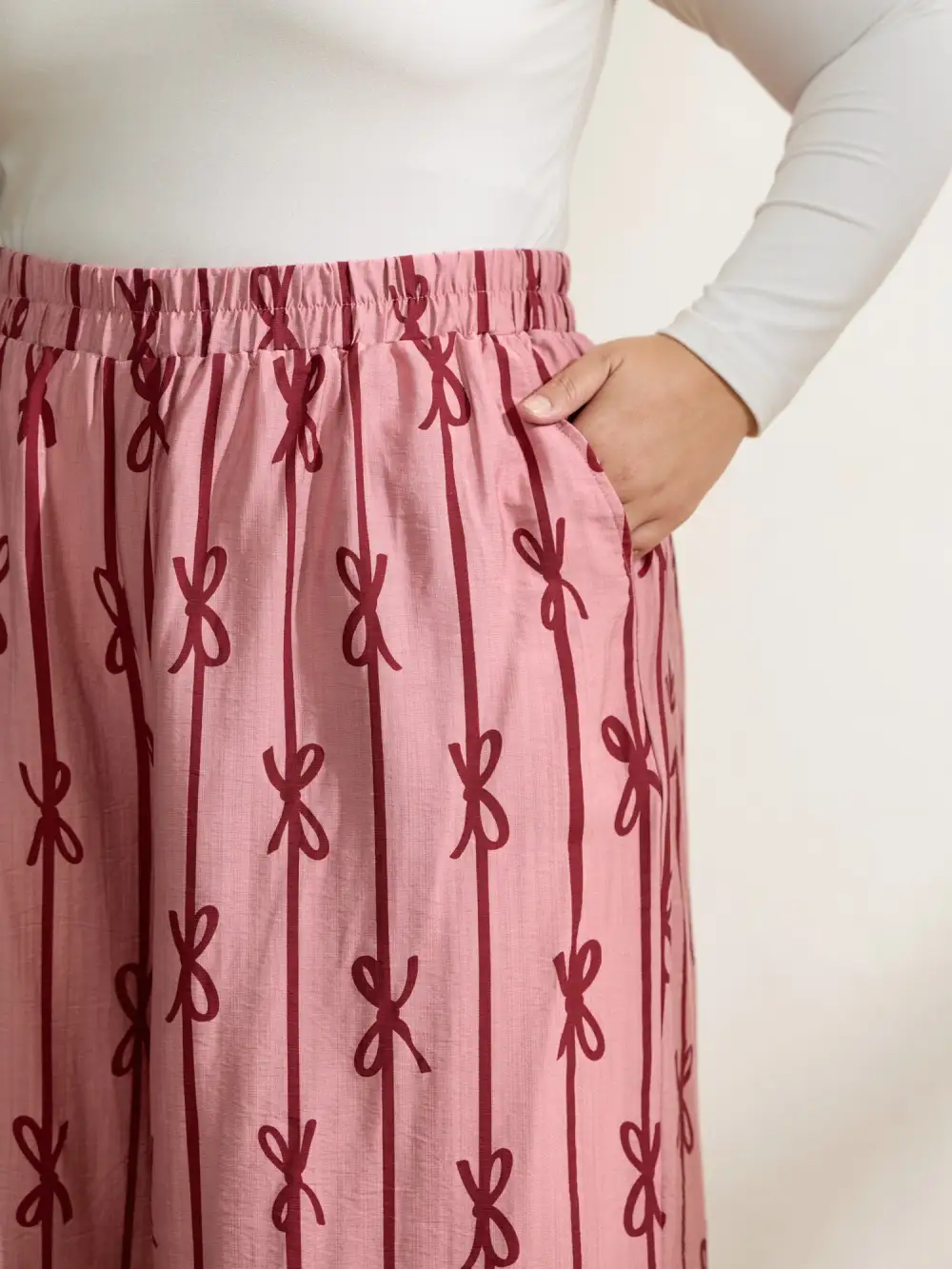 Bowknot Stripes Wide-Leg Lounge Bottoms