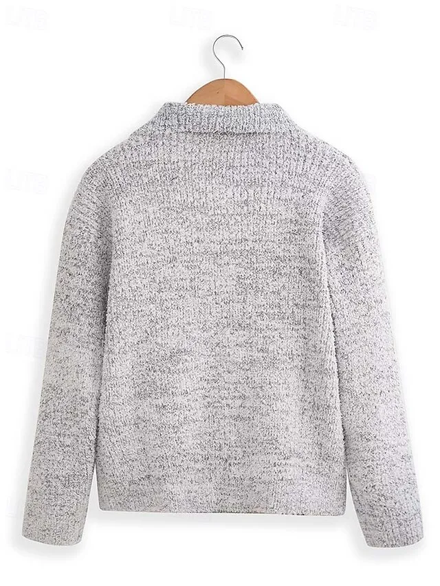 Women's Fancy Yarn Jumper Shirt Collar Quarter Zipper Sweater Fall Winter Daily Going out Stylish Casual Soft Long Sleeve