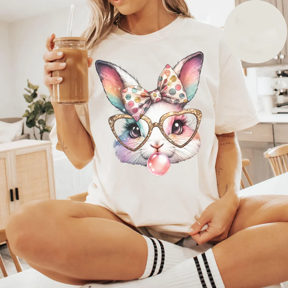 T-shirt Easter Bunny Women Printed Round Neck Short Sleeve