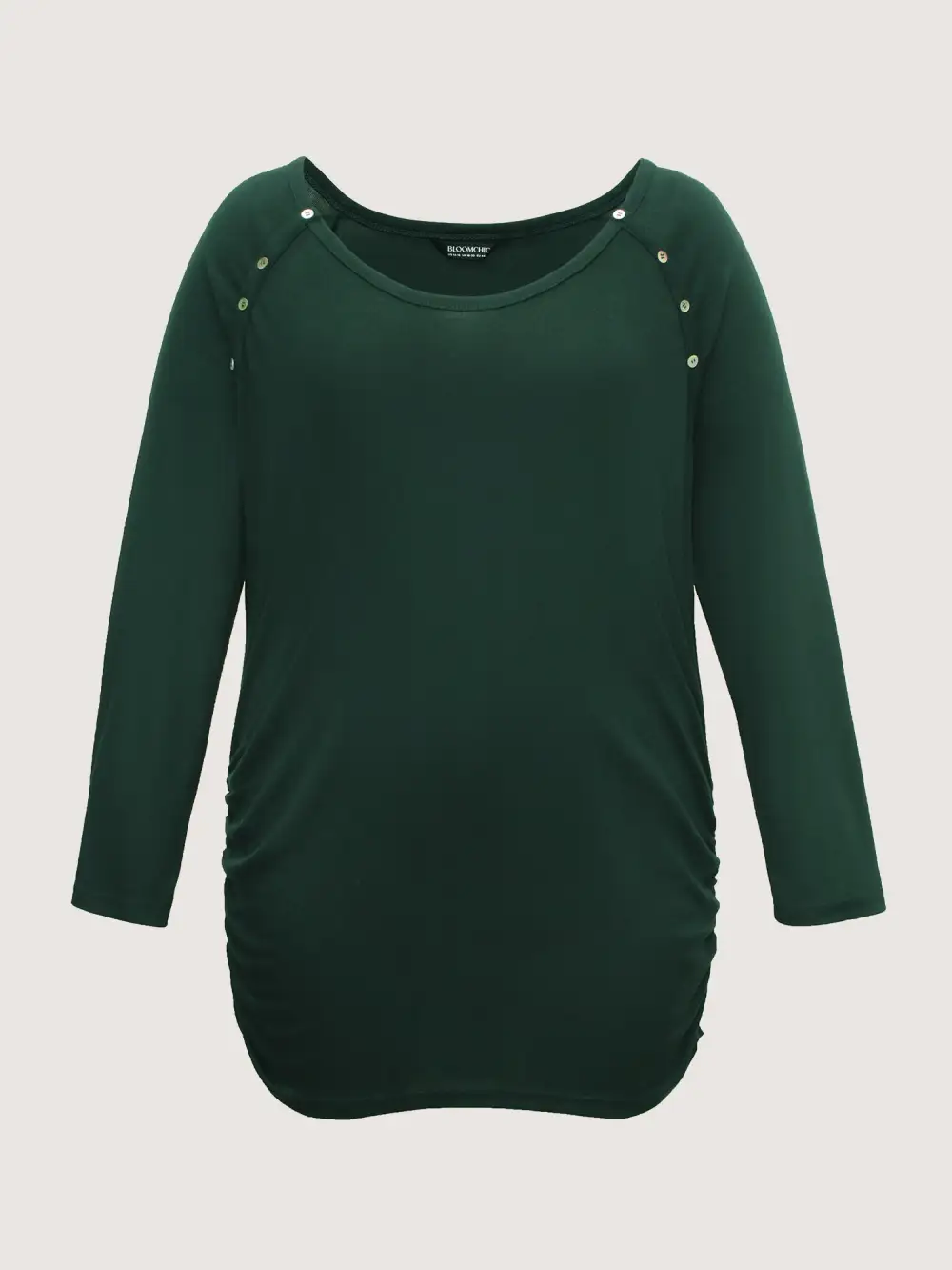 Plain Gathered Button Detail T-shirt