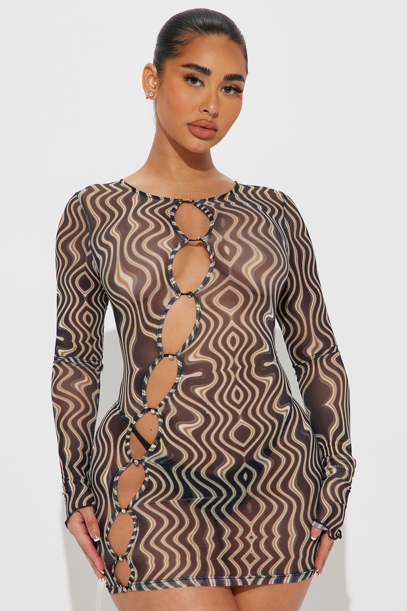 Maeve Mesh Mini Dress - Black/combo