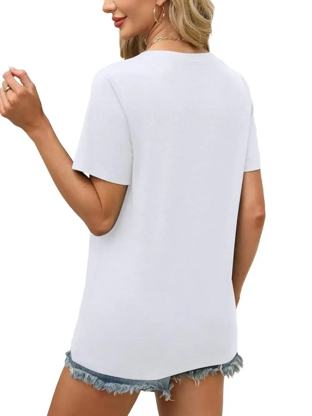 ✨Womens Short Sleeve V Neck Casual Loose Fit T-shirts