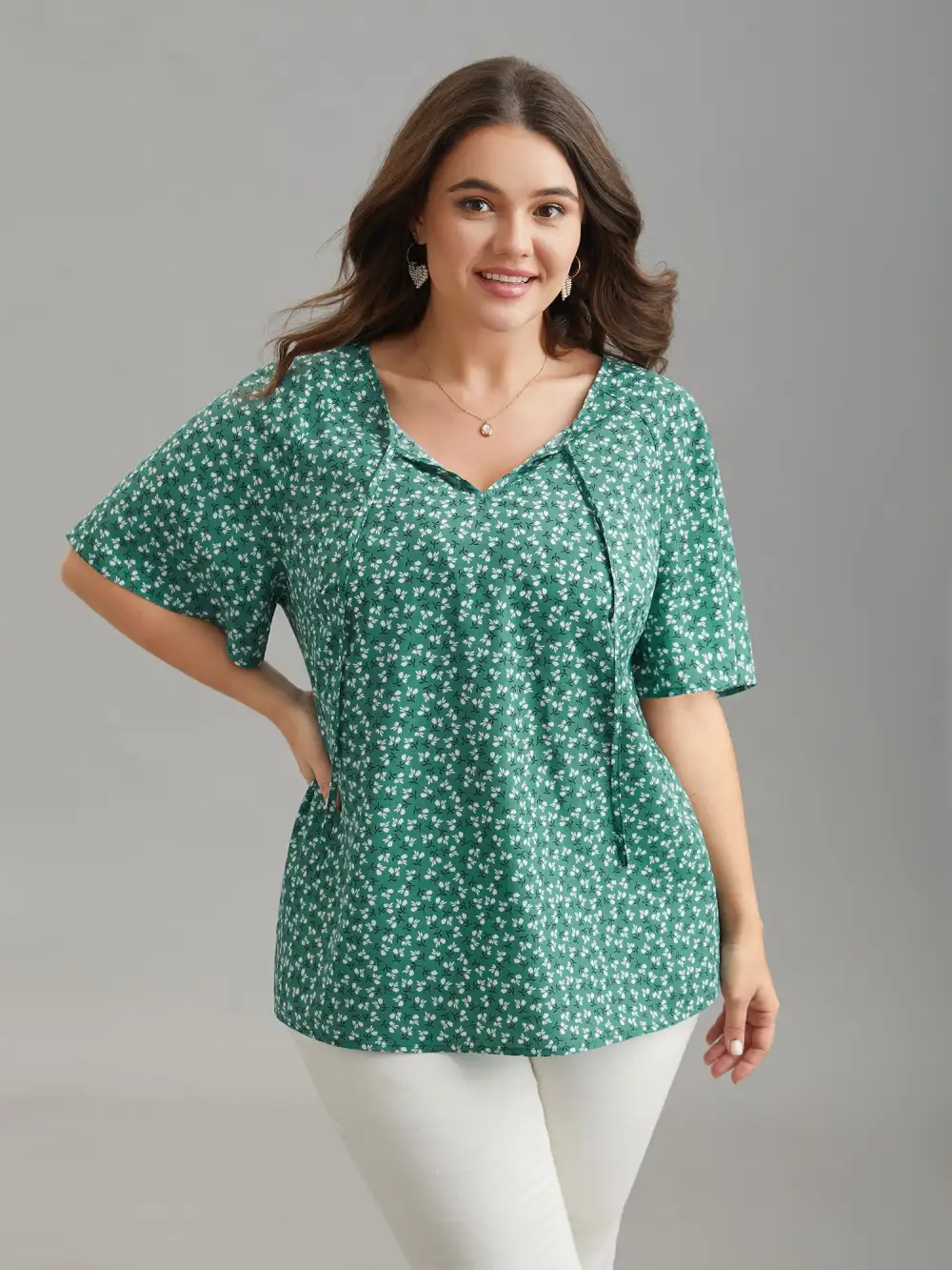 Ditsy Floral Print Half Sleeve Shirt