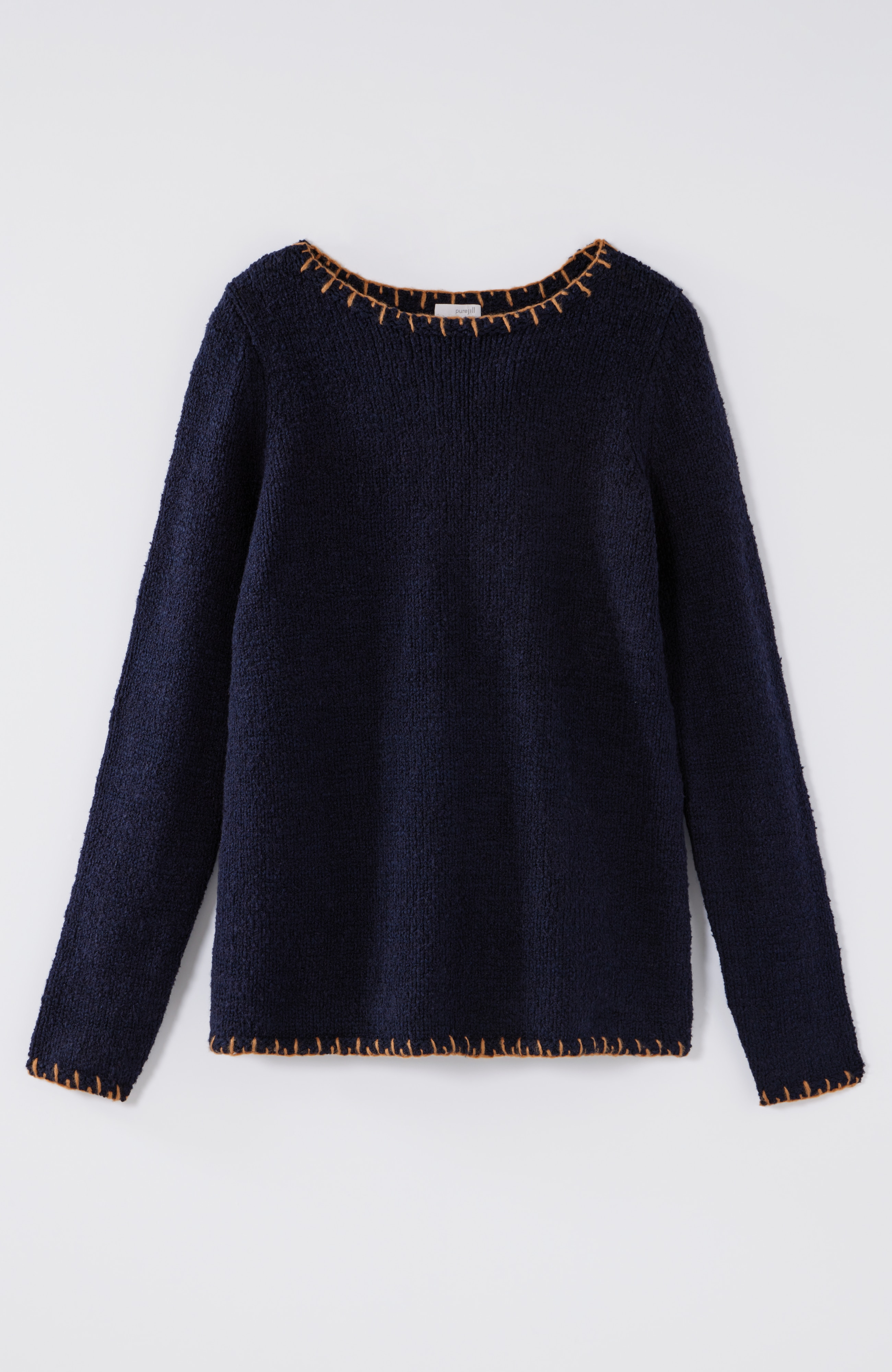 Pure Jill Whipstitch-Trimmed Pullover Sweater