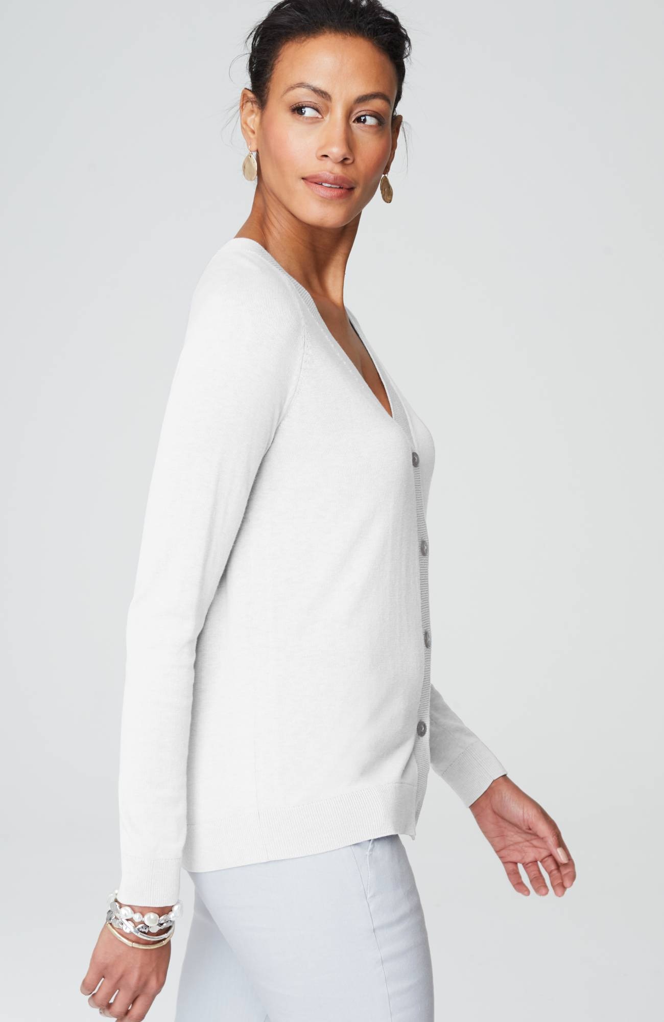 organically grown cotton v-neck cardi