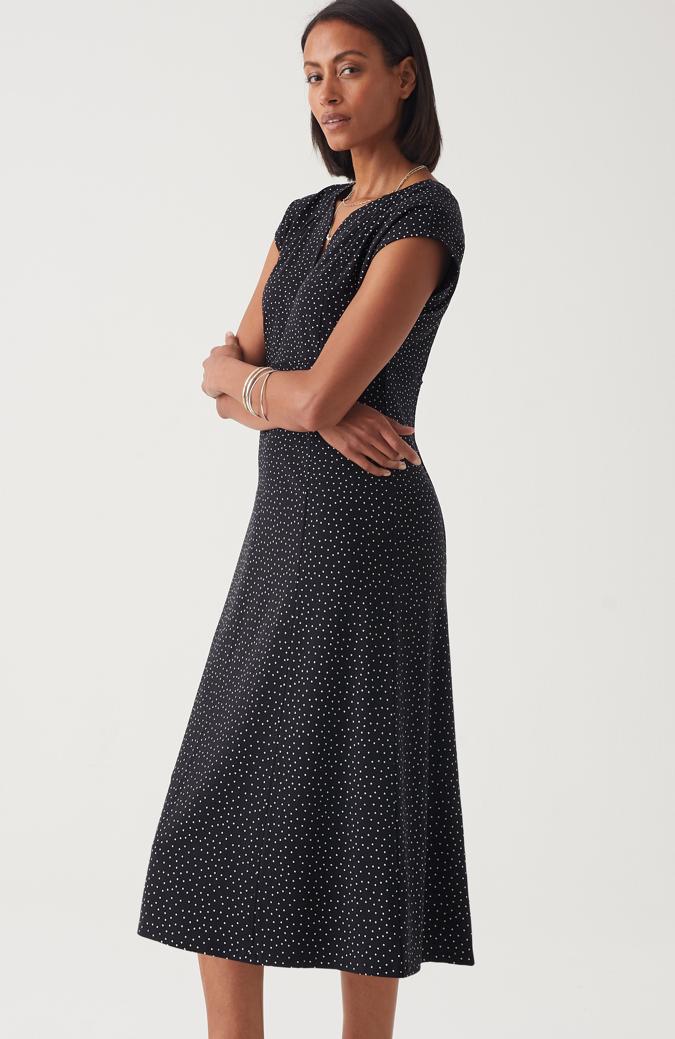 Wearever Seamed Split-Neck Dress
