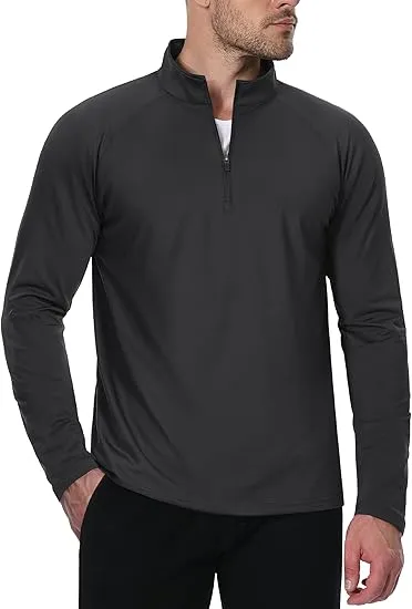 Men’s Zipper Mock Neck Sweatshirt – Casual Thermal Top