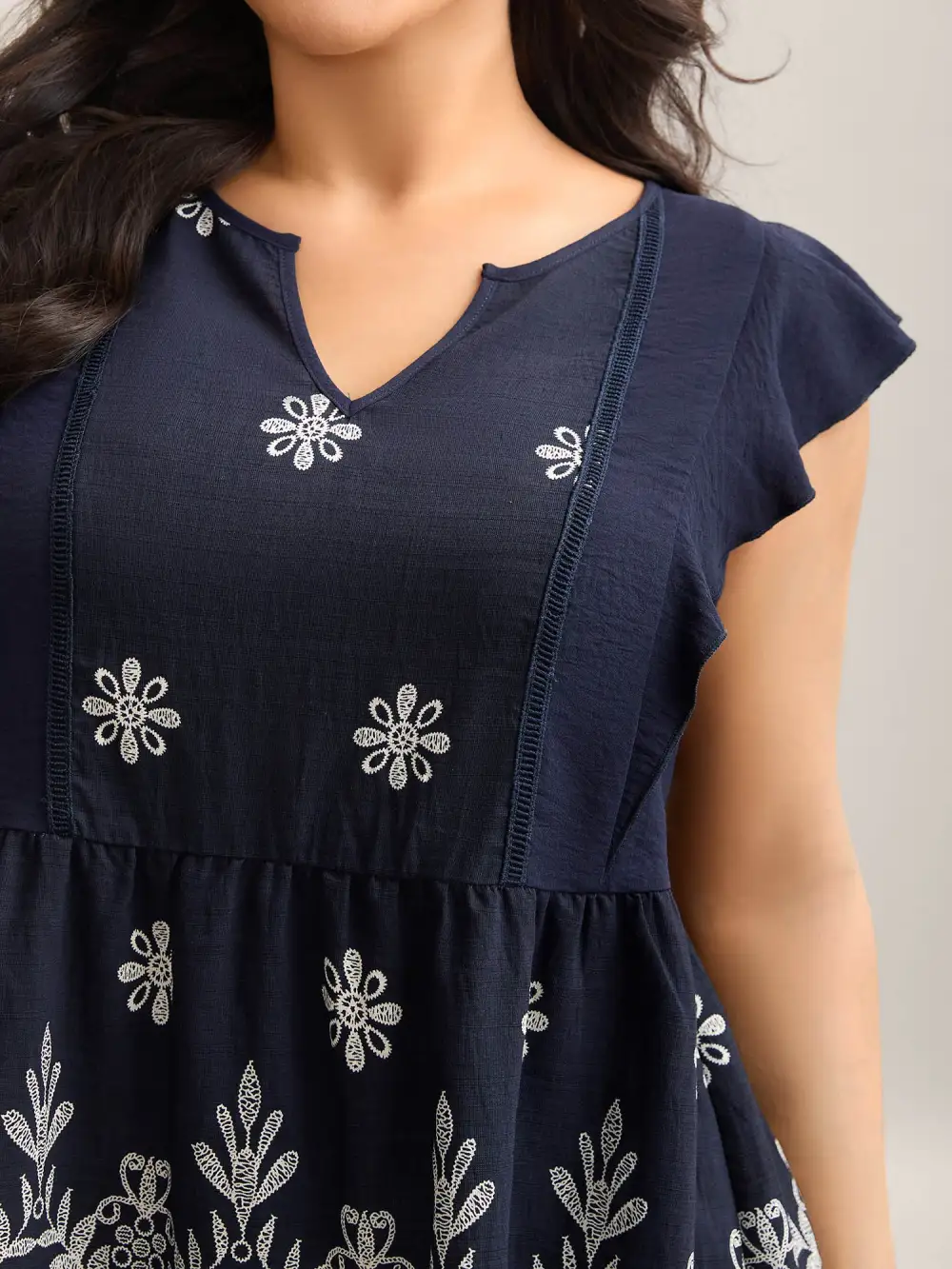 Floral Boho Print Ruffled Plain Blouse