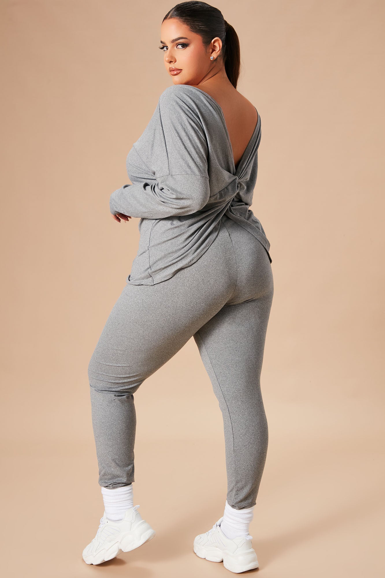 Don't Get This Twisted Pant Set - Heather Grey