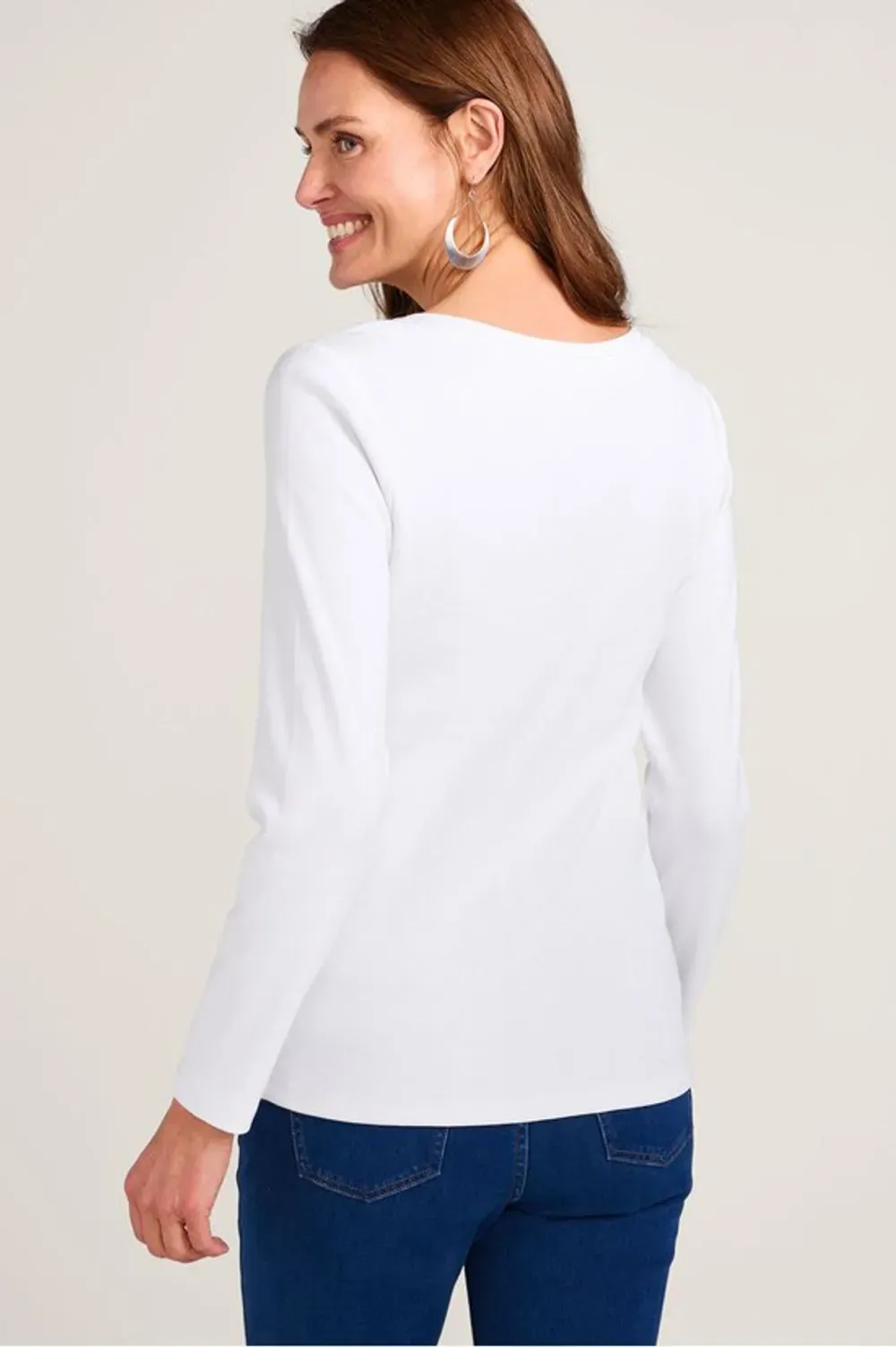 Rib Knit Long Sleeve Scoop Neck Tee