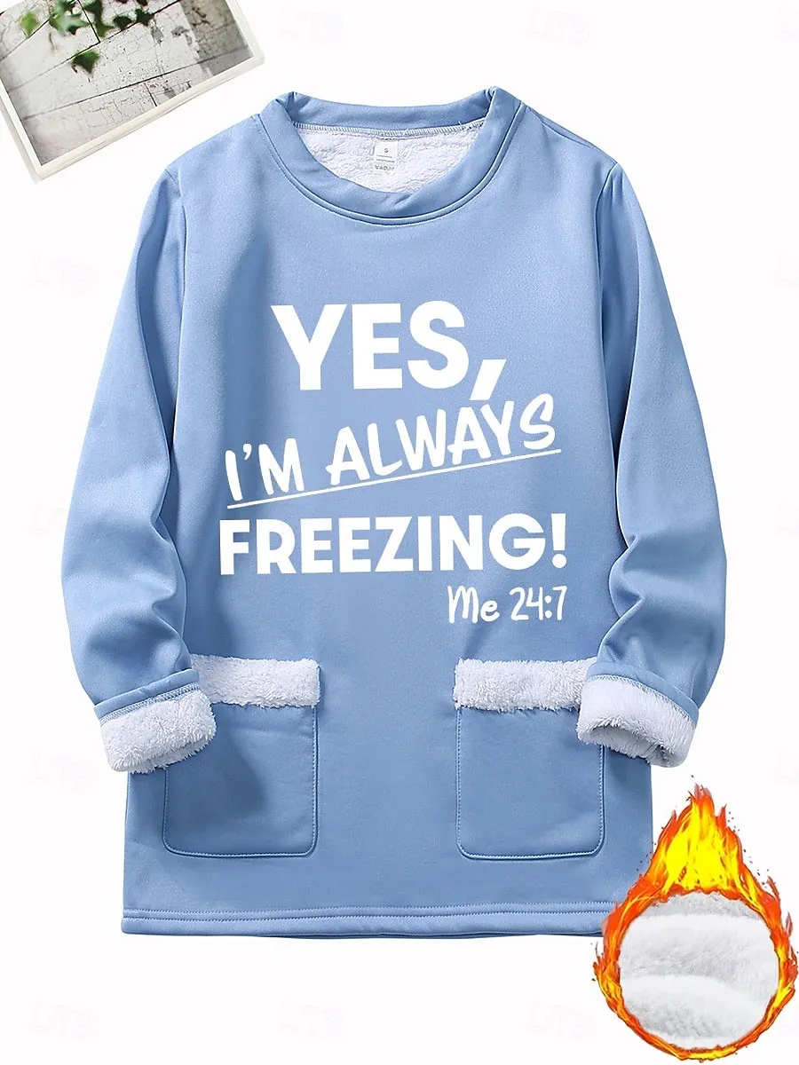 Women's Pullover Sweatshirt Pullover Graphic Letter Warm Fashion Casual Long Sleeve Crew Neck Round Neck Long Tops Street Dailywear Pocket Print Black Dark Pink Blue Gray Fall Winter