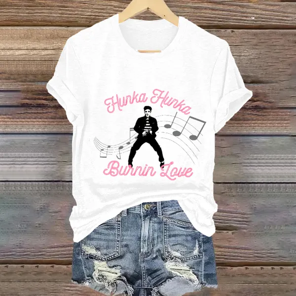 Women's Hunka Hunka Print Short Sleeve Round Neck Cotton T-Shirt