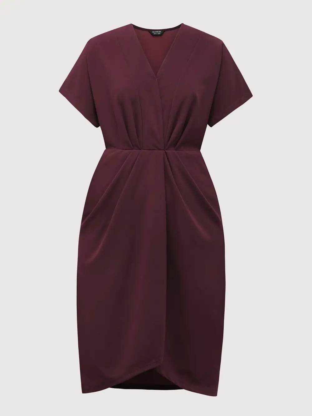 Drapey Ruched V-Neck Midi Dress