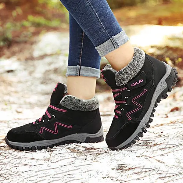 Large Size Women Hook Loop Outdoor Sneakers Ankle Warm Suede Boots