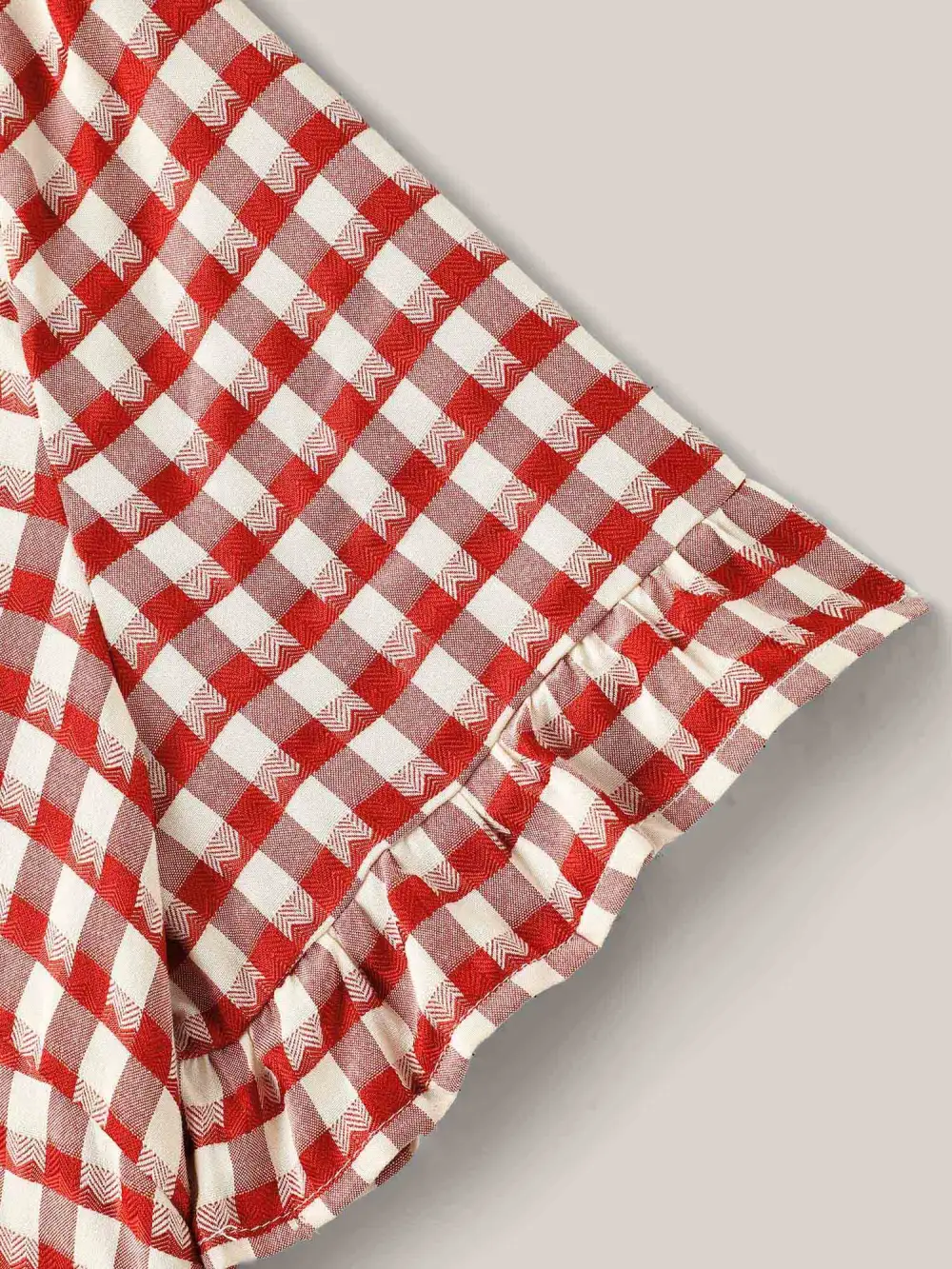 Gingham Print Button Back Blouse