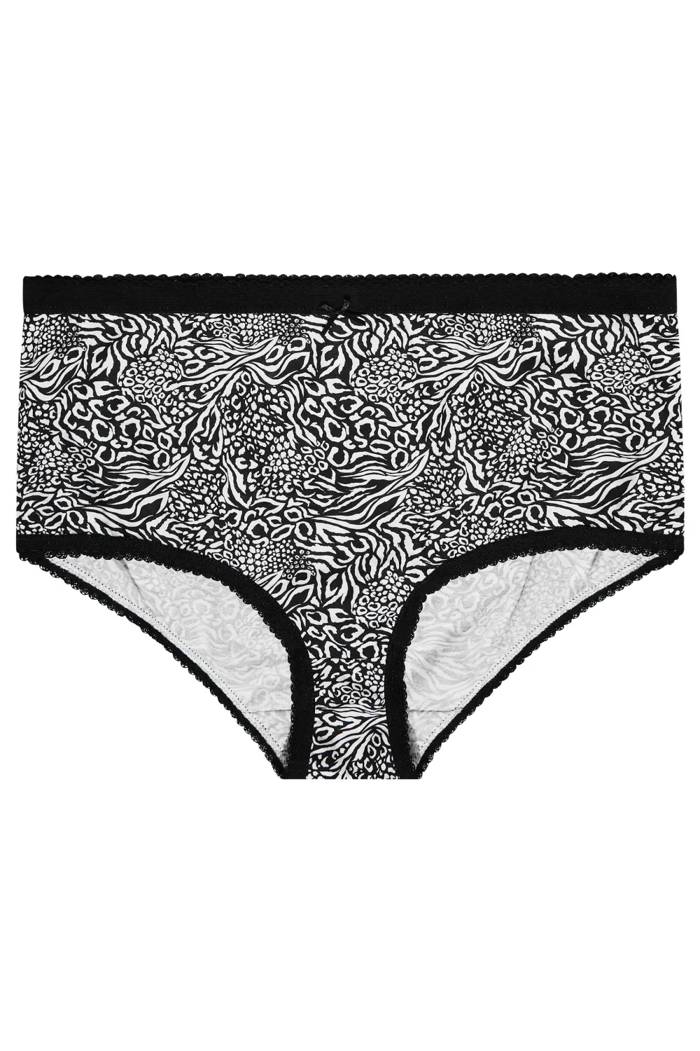 YOURS 5 PACK Curve Black Cotton High Waisted Full Briefs