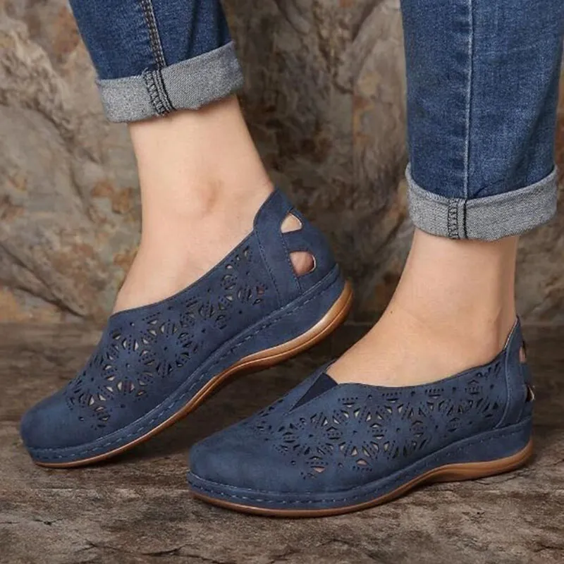 Women's Hollow Out Round Toe Flat Sandals
