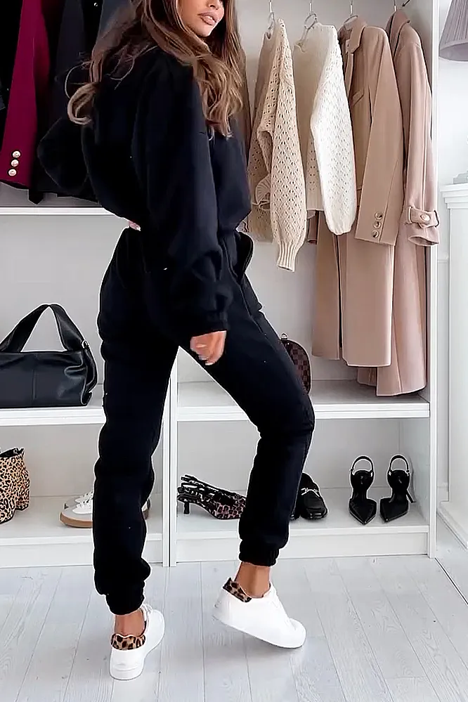 Women's Geometric Pattern Hoodie & Pants Two Piece Set