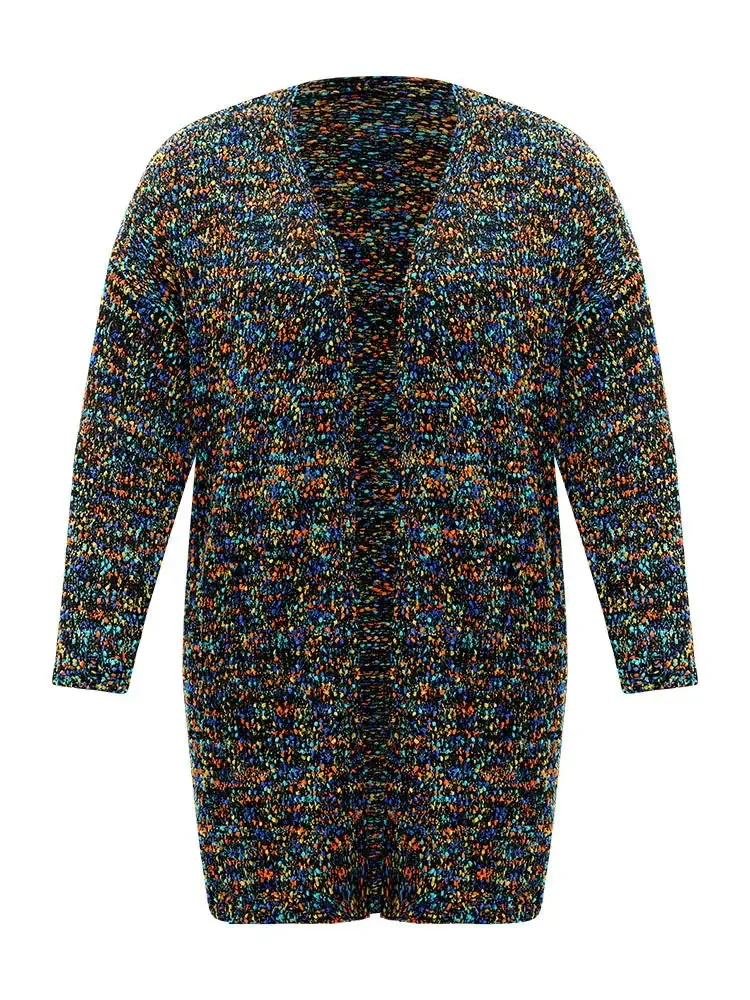 Colour Textured Open Front Cardigan