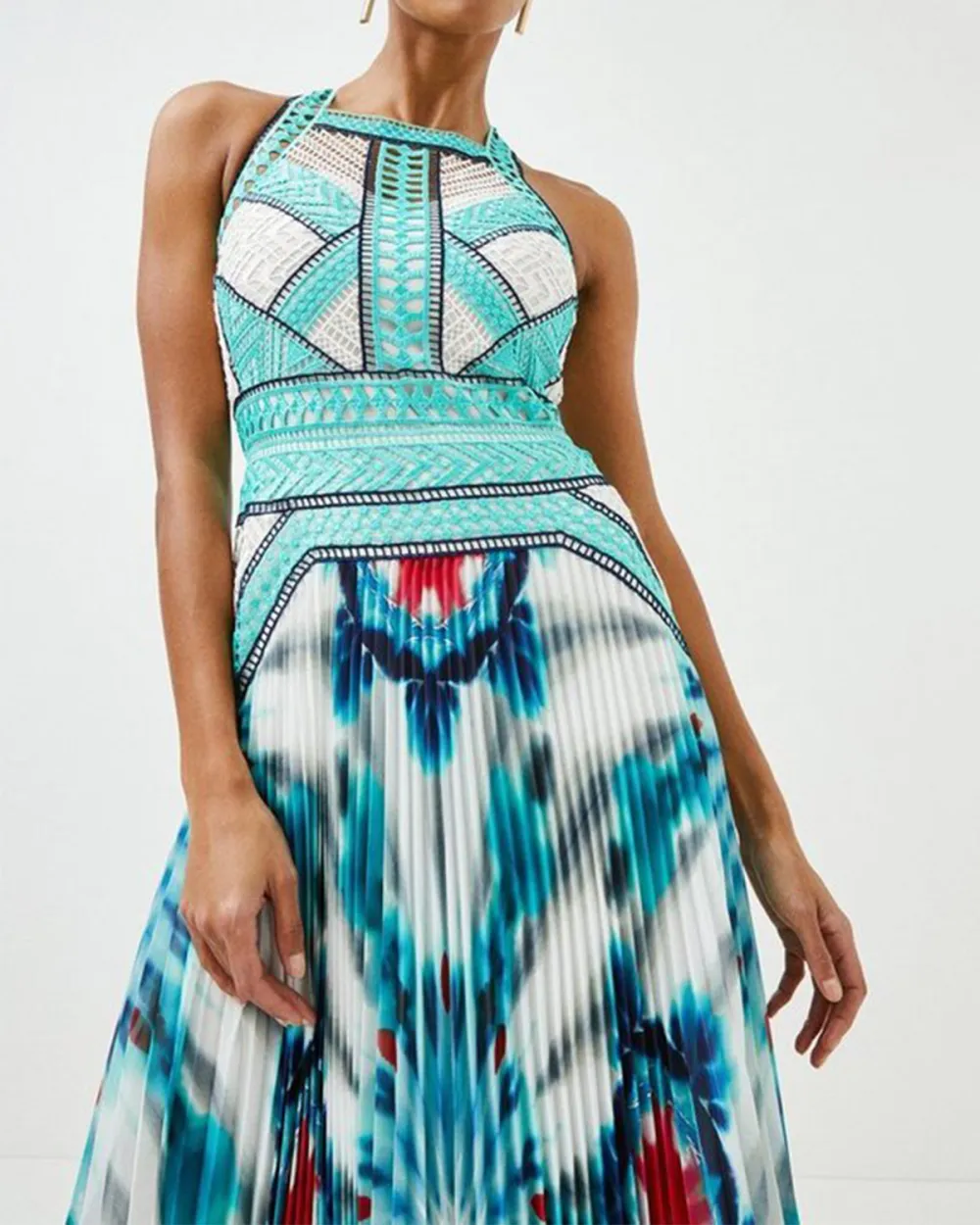 Contrast Lace Swing Dress