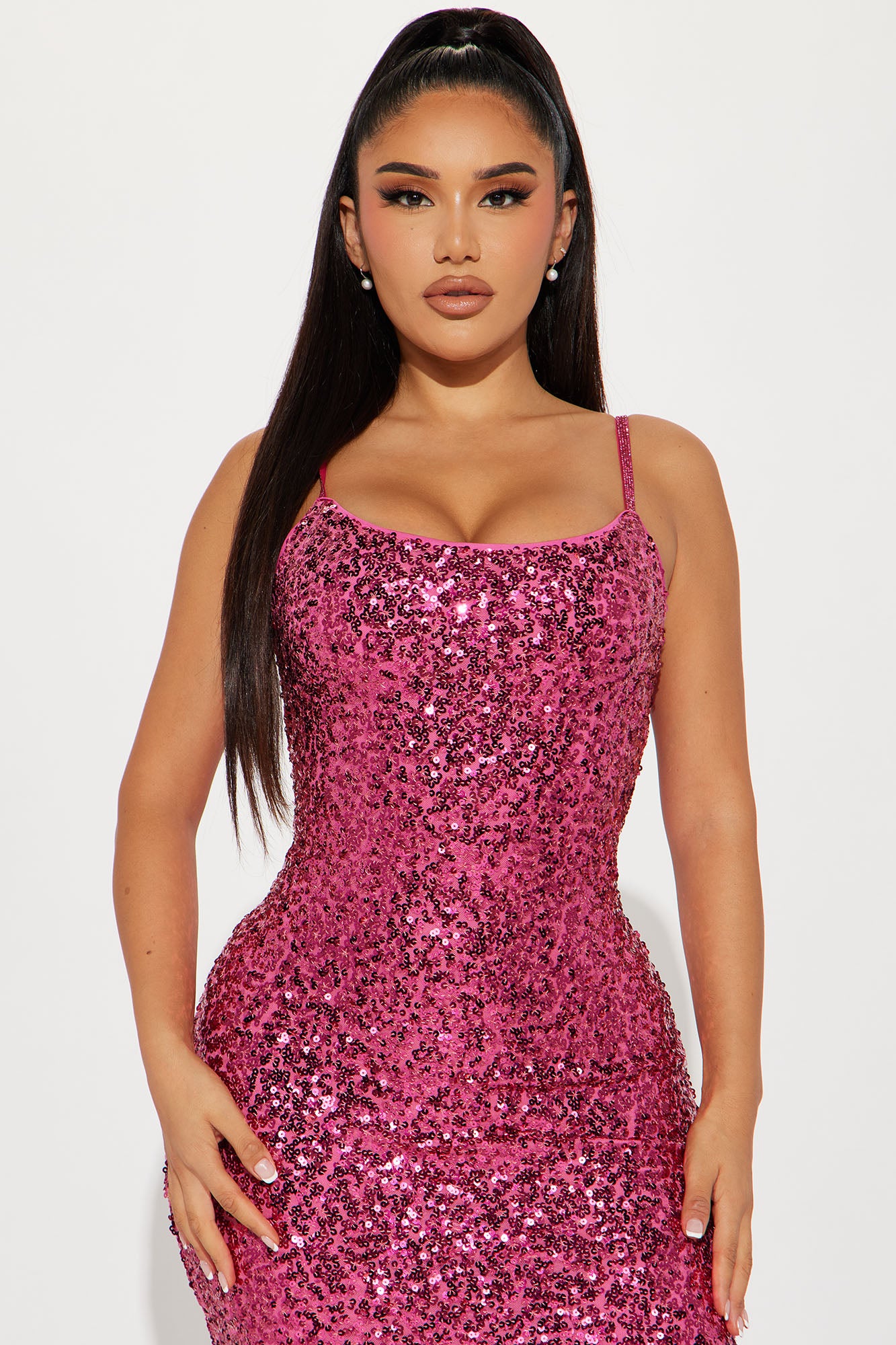 Jasmine Sequin Maxi Dress - Fuchsia