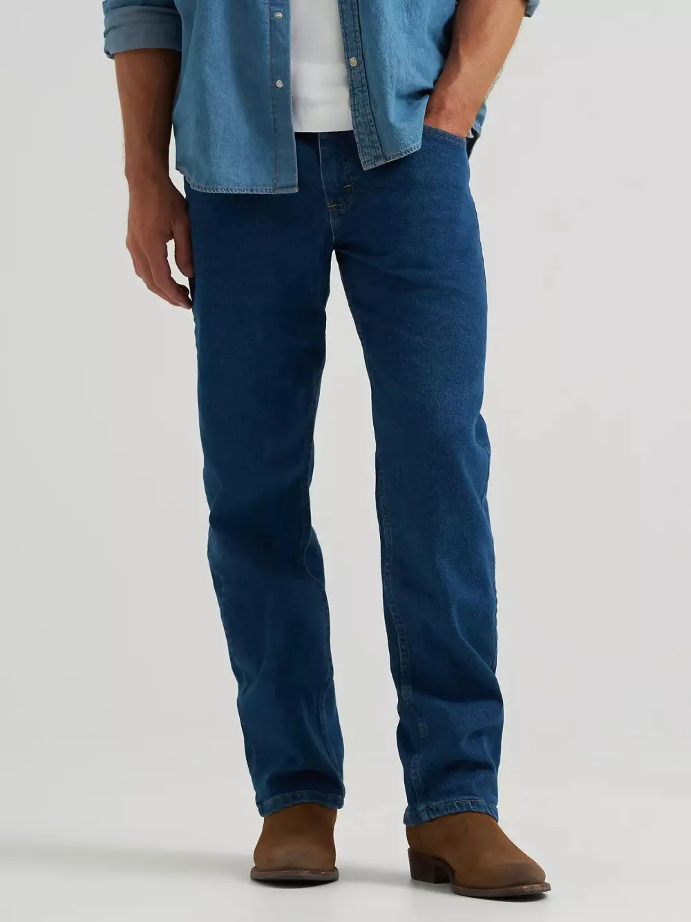 WRANGLER FIVE STAR PREMIUM DENIM FLEX FOR COMFORT RELAXED FIT JEAN IN STONE