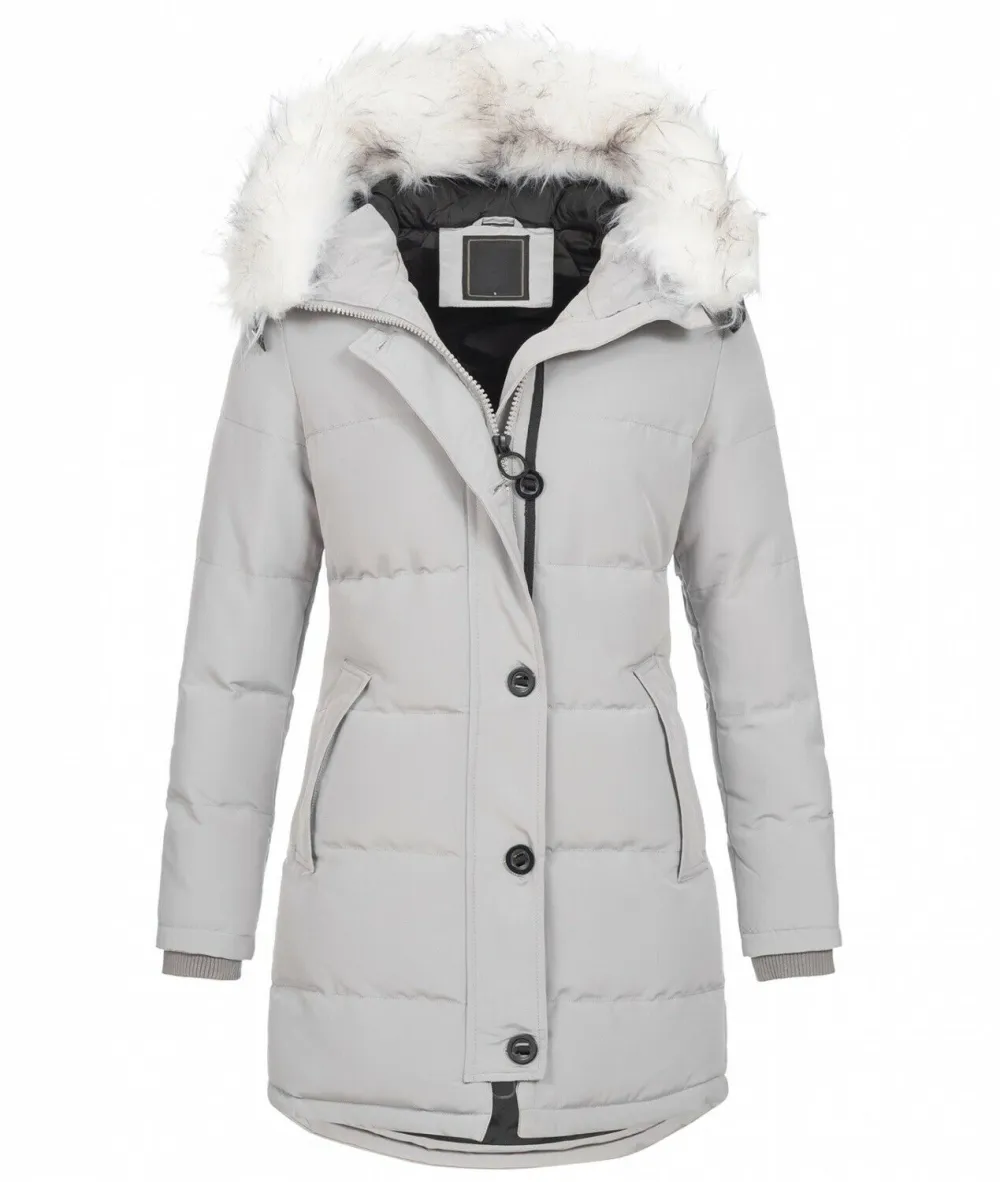 Fashion ladies parka coat with fur collar（⚡Clearance Sale）