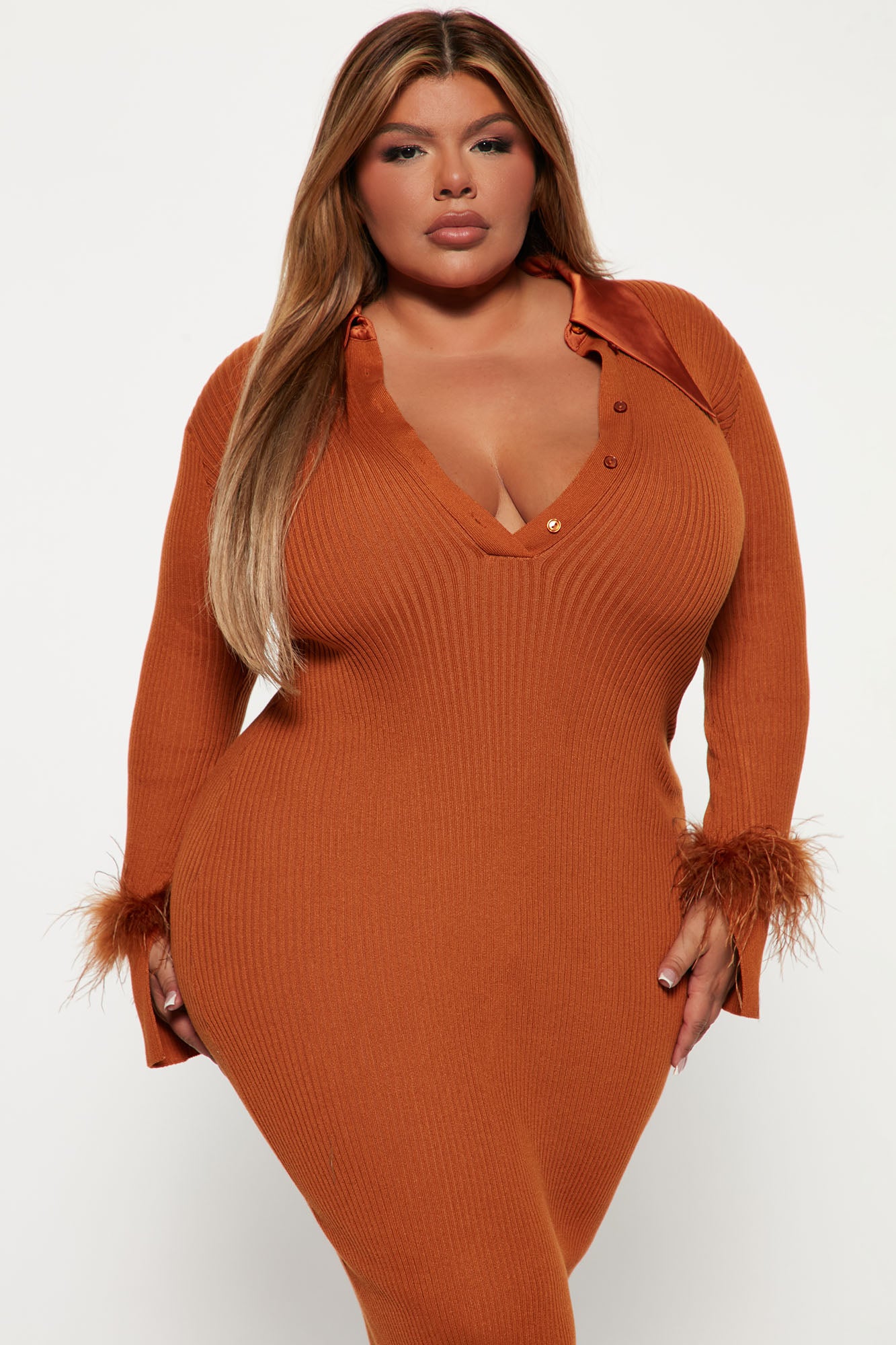 Raelynn Sweater Midi Dress - Rust