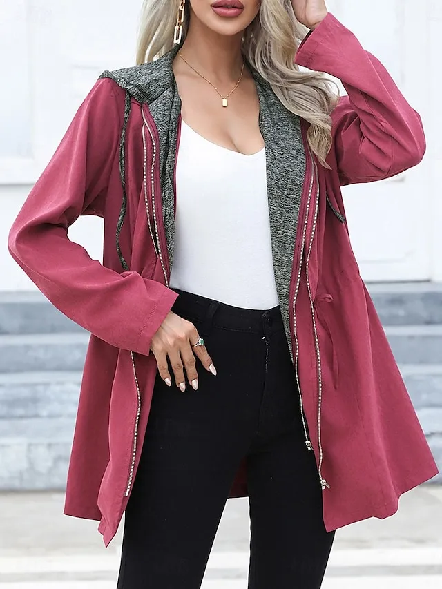 Women's Casual Jacket Hoodie Jacket Athleisure Holiday Daily Wear Spring Fall Winter Regular Coat Loose Fit Stylish Casual Jacket