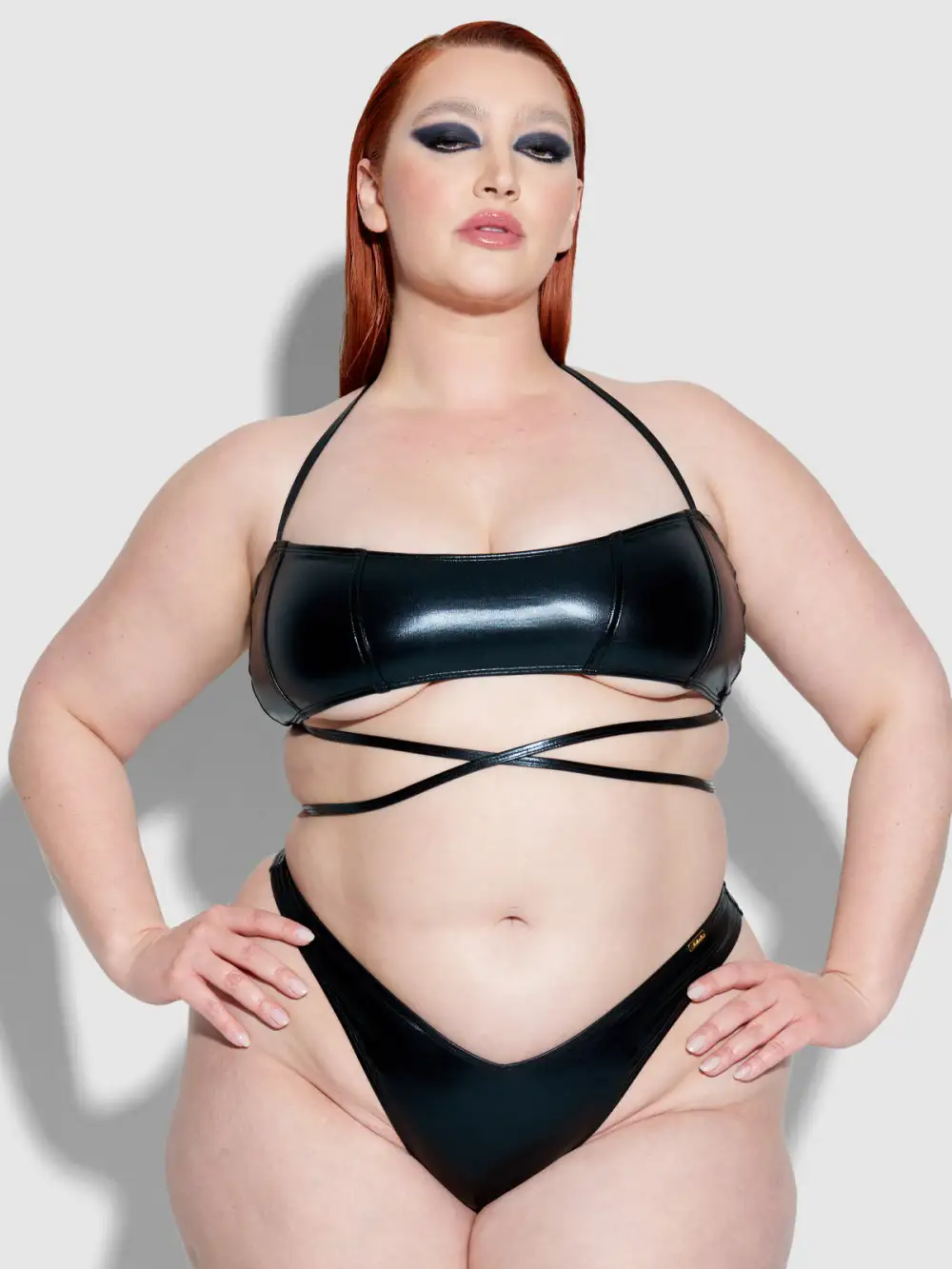 Frederick's Of Hollywood Onyx Corset Bandeau Swim Top