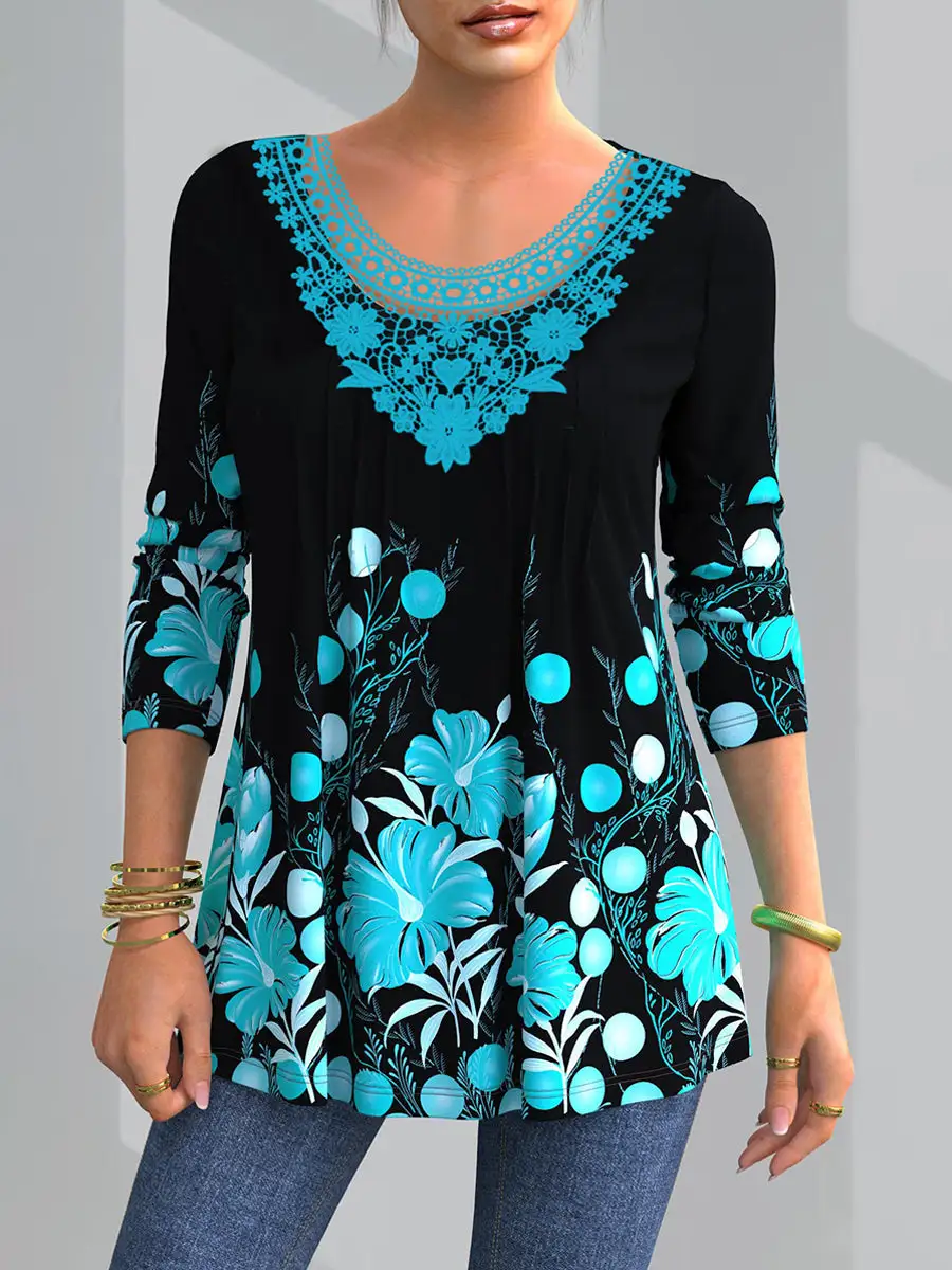 Spring/Autumn Lace Loosen Long Sleeve T-Shirt（⚡Clearance Sale）