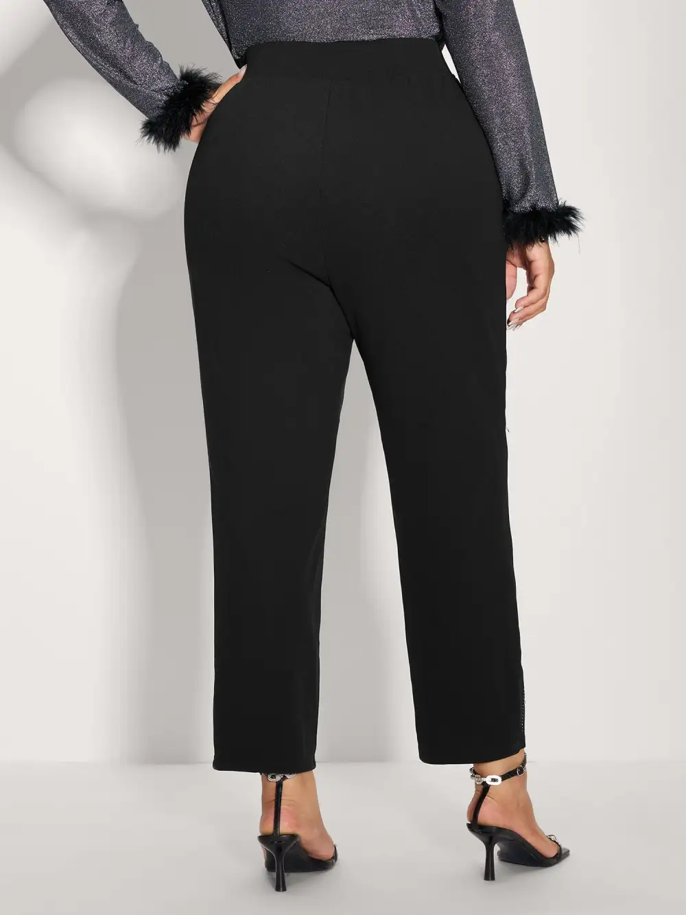 Stretchy Diamond Detail Hem Pants