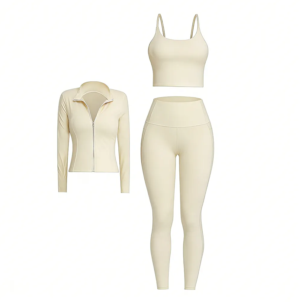 3 Piece Workout Set - Sports Bra+Leggings+Jacket